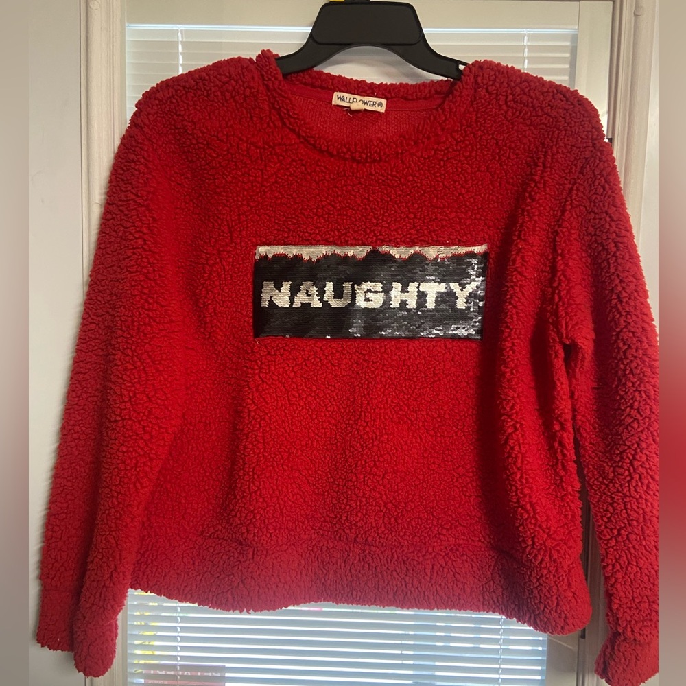 Women’s Naughty/Nice Fuzzy Christmas Sweater